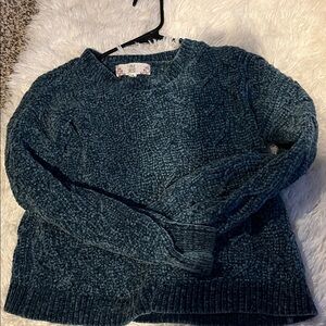Pink Rose Textured Teal Sweater